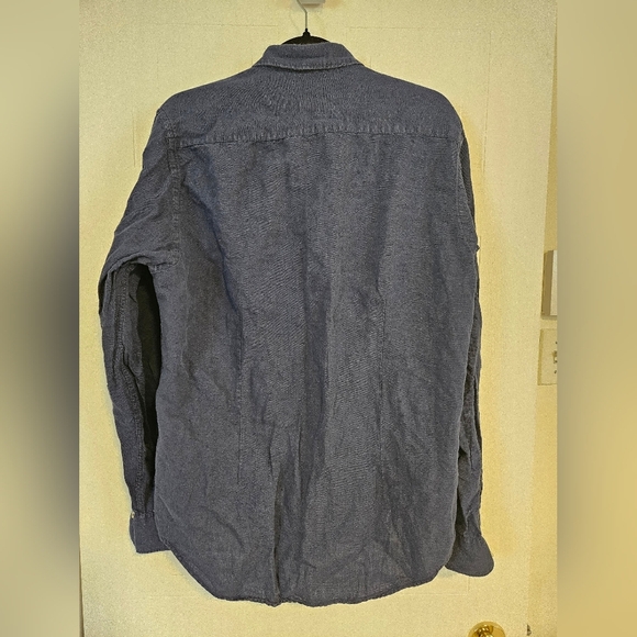 Mens Zara button down shirt top XL slim fit navy blue long sleeve - Picture 4 of 4